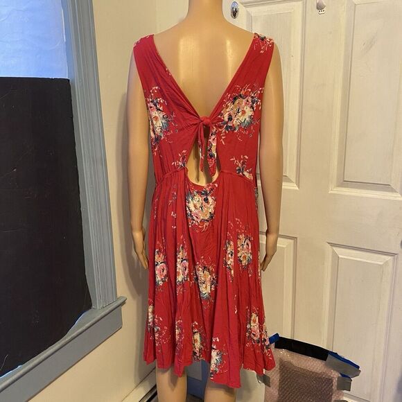 Torrid Dress Womens Sz 2/2X Pink Floral Mini Tie-back Challis Sleeveless Coastal - Picture 6 of 8